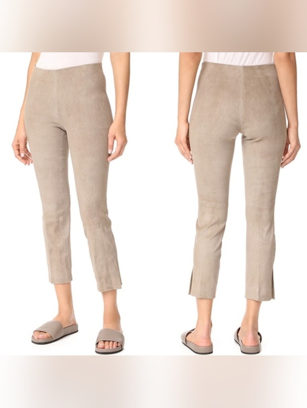 Vince. | Lamb Leather Cropped Split Hem Suede Pants